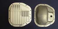 PML Differential Cover Part Number 11045, compared to stock, top view