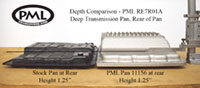 PML Nissan 7 speed transmission compared to stock at rear of pan