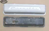 PML Valve Cover Part Number 11026,  compared to stock, top view