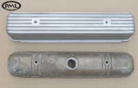 PML Valve Cover Part Number 11080-1,  compared to stock, top view