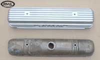 PML Valve Cover Part Number 11080-2,  compared to stock, top view