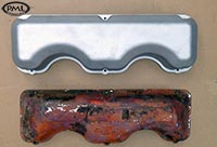 PML Valve Cover Part Number 11137,  compared to stock, top view