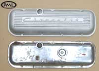 PML Valve Cover Part Number 9737,  compared to stock, top view